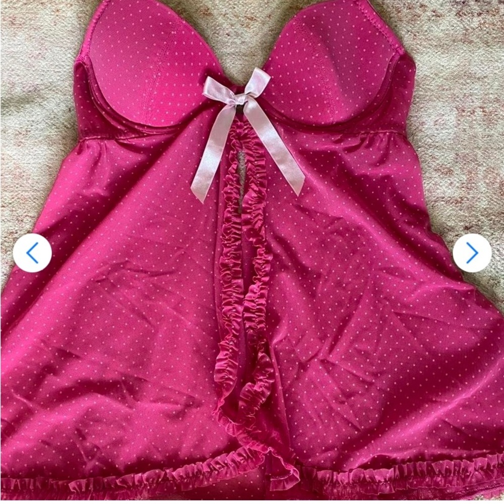 Rampage Intimates Bright Pink Top with Sheer Fabric S